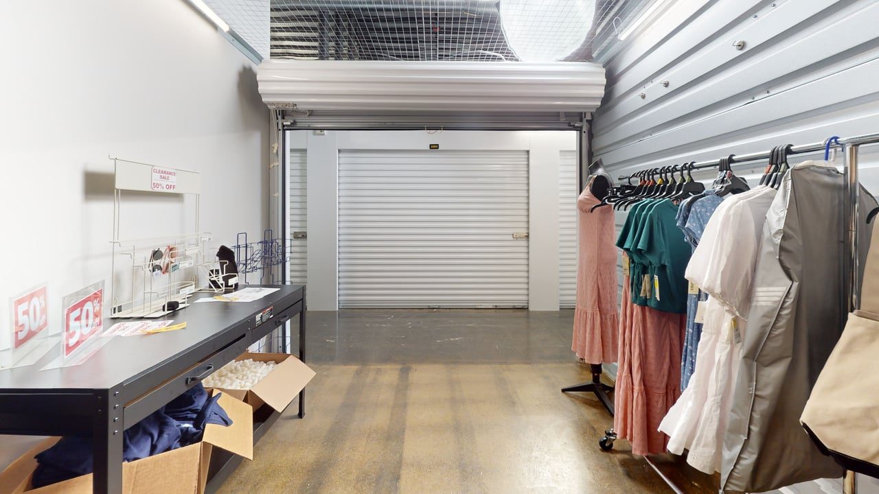 Inside a Warehouse Anywhere storage facility, shown in the interactive 3D tour